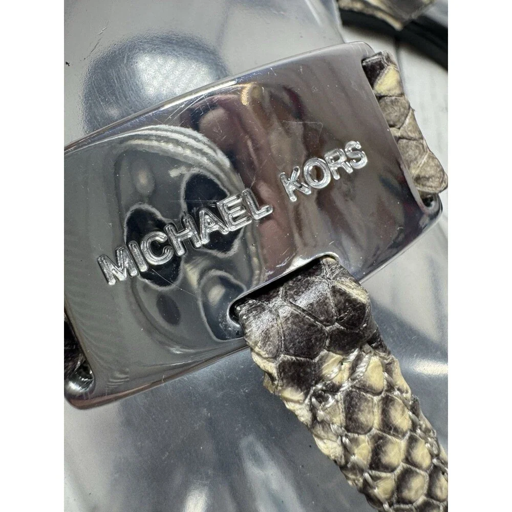 MICHAEL KORS LEATHER PYTHON PLATE THONG women SANDALS SZ  9M